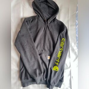 Carhartt Gray Hoodie with Neon Green Logo